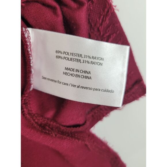 Peace & Pearls Blouse M Womens Red Short Cold Shoulder Sleeve V Neck Top - Picture 9 of 9